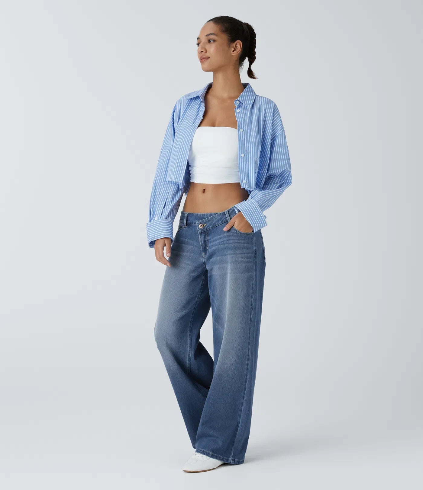 Elin | Bekväma Wide Leg-jeans med Elegant Passform & Praktiska Dragkedjefickor