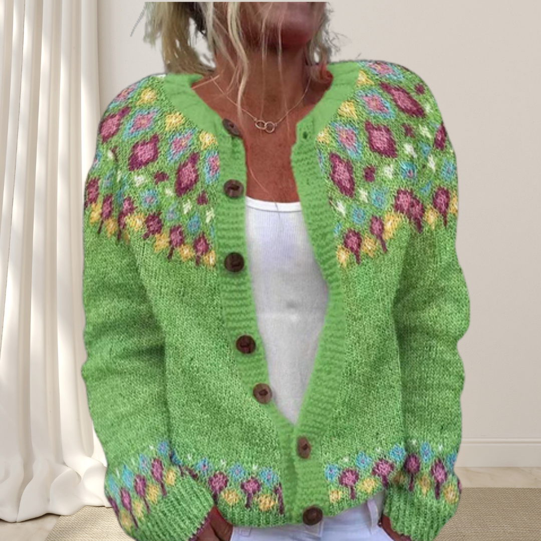 Freja™ - Elegant stickad cardigan med dekorativt mönster