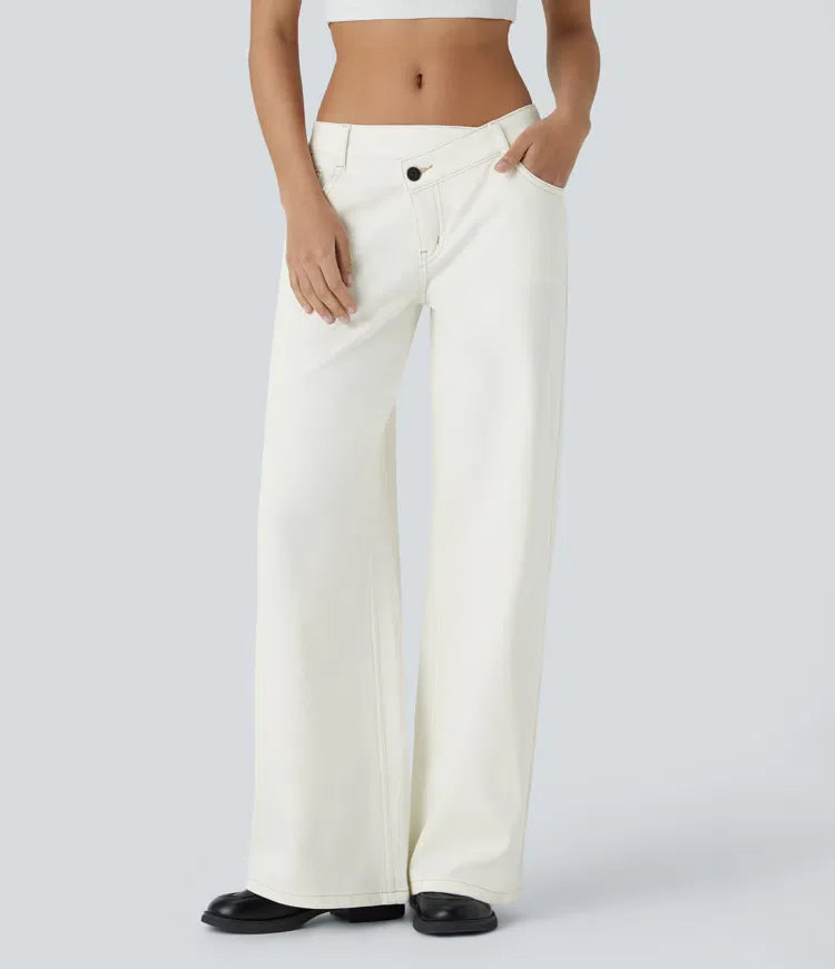 Elin | Bekväma Wide Leg-jeans med Elegant Passform & Praktiska Dragkedjefickor