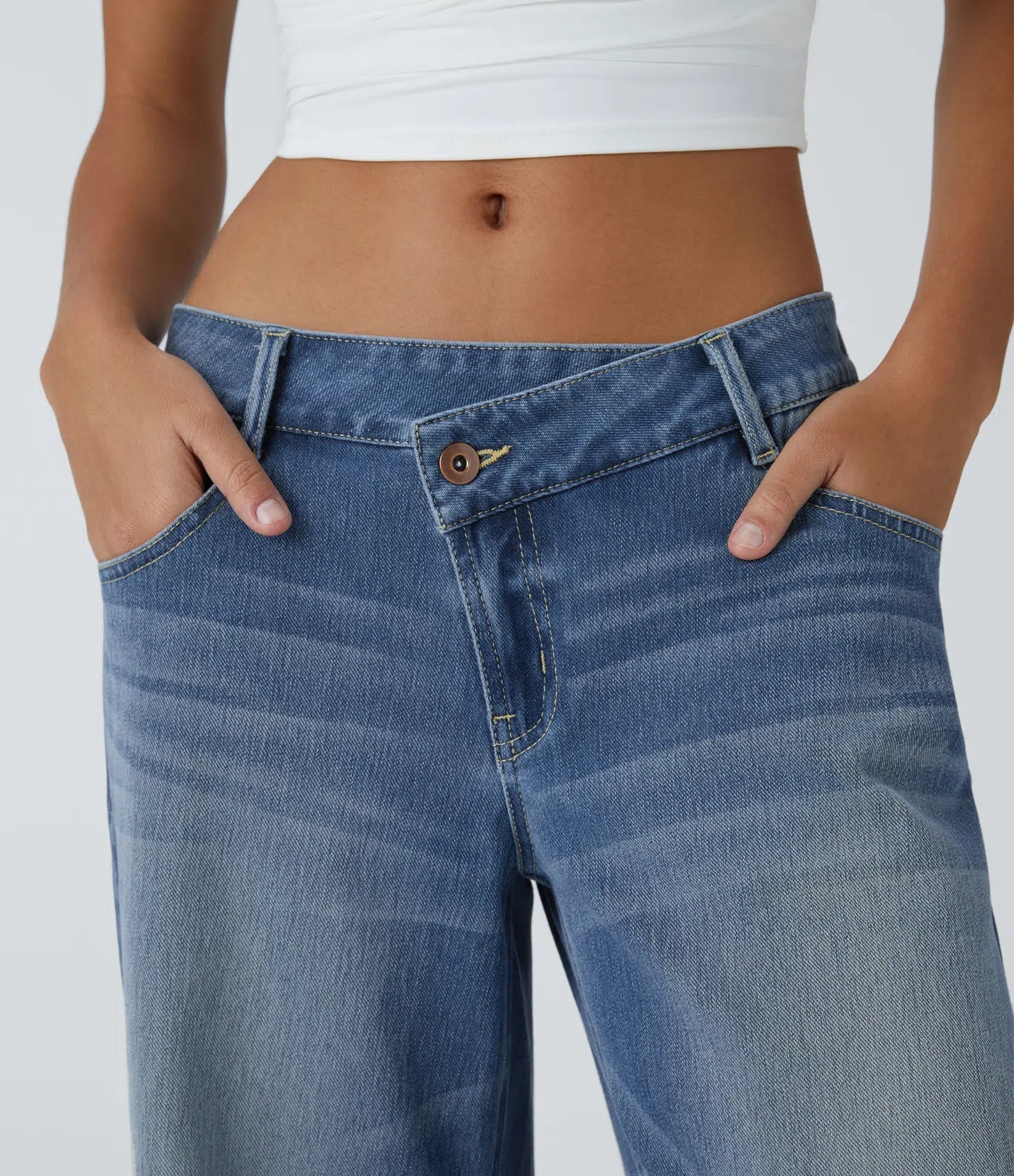 Elin | Bekväma Wide Leg-jeans med Elegant Passform & Praktiska Dragkedjefickor