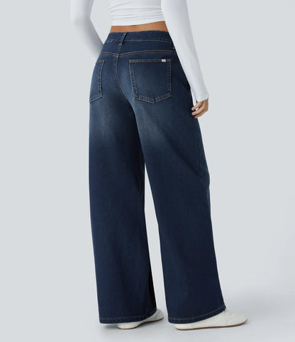 Elin | Bekväma Wide Leg-jeans med Elegant Passform & Praktiska Dragkedjefickor