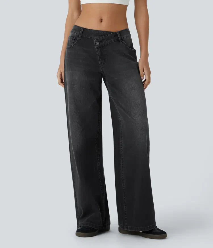 Elin | Bekväma Wide Leg-jeans med Elegant Passform & Praktiska Dragkedjefickor