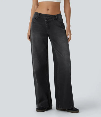 Elin | Bekväma Wide Leg-jeans med Elegant Passform & Praktiska Dragkedjefickor