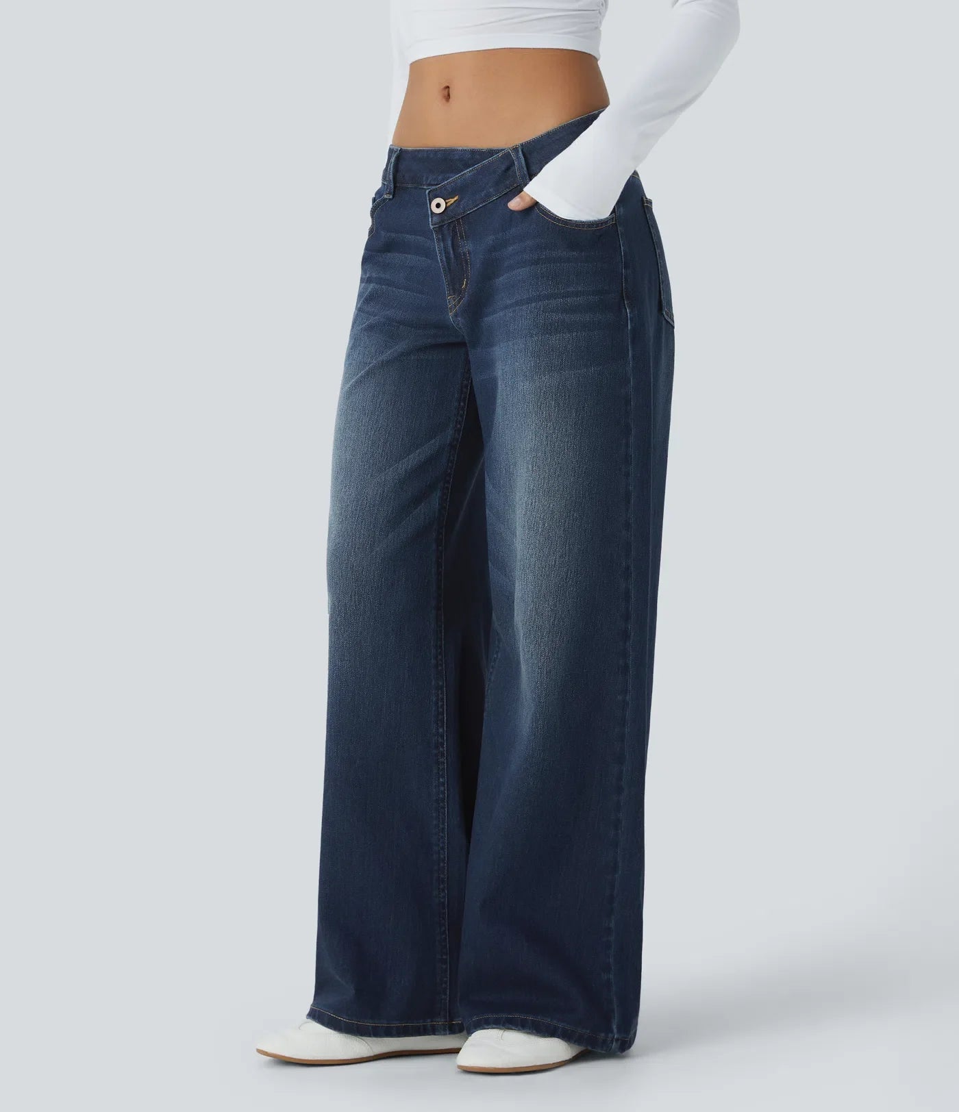 Elin | Bekväma Wide Leg-jeans med Elegant Passform & Praktiska Dragkedjefickor