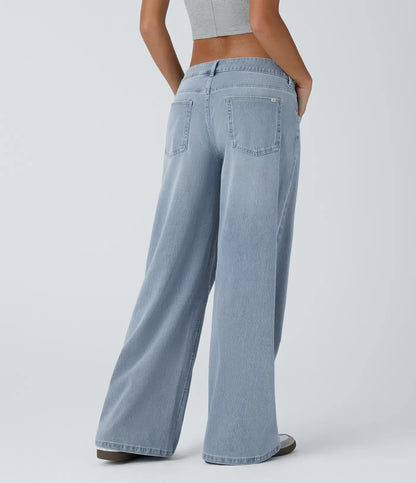 Elin | Bekväma Wide Leg-jeans med Elegant Passform & Praktiska Dragkedjefickor