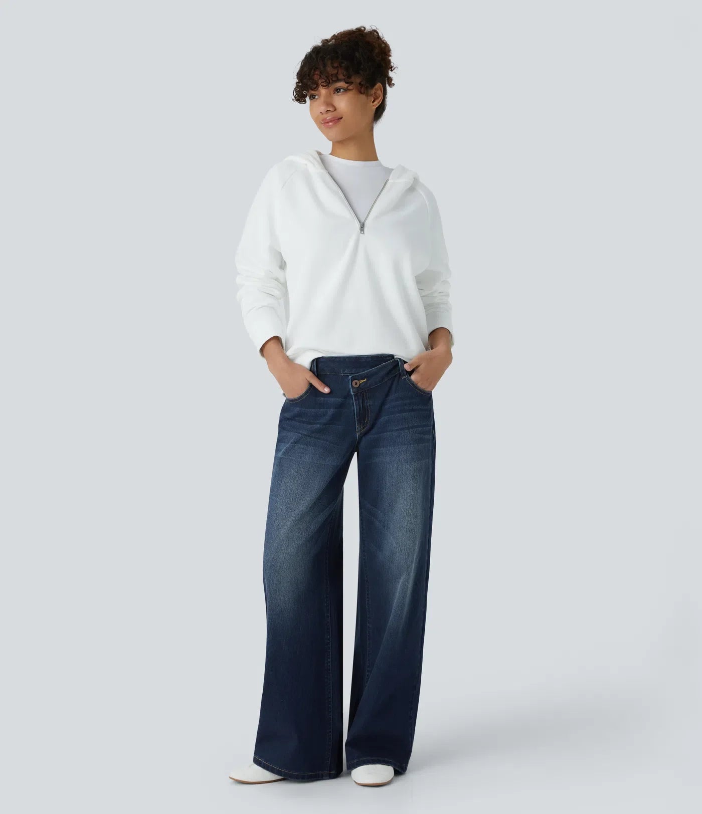 Elin | Bekväma Wide Leg-jeans med Elegant Passform & Praktiska Dragkedjefickor