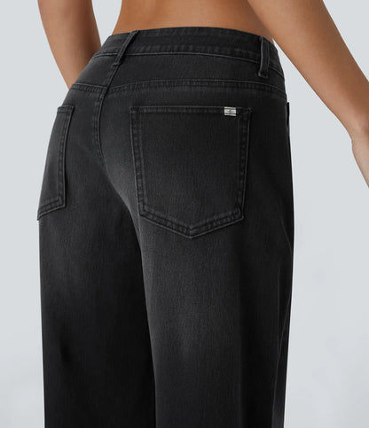 Elin | Bekväma Wide Leg-jeans med Elegant Passform & Praktiska Dragkedjefickor