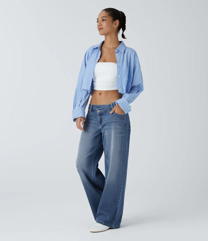Elin | Bekväma Wide Leg-jeans med Elegant Passform & Praktiska Dragkedjefickor