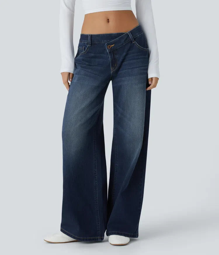 Elin | Bekväma Wide Leg-jeans med Elegant Passform & Praktiska Dragkedjefickor