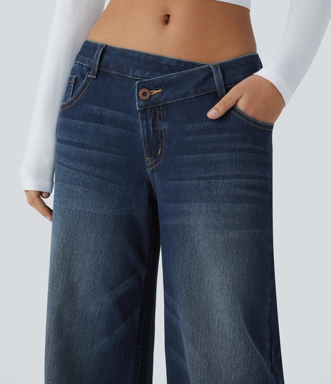 Elin | Bekväma Wide Leg-jeans med Elegant Passform & Praktiska Dragkedjefickor