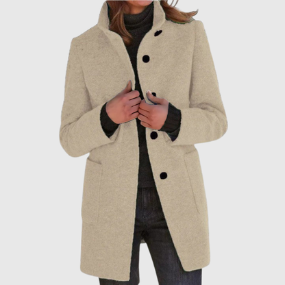 Linnea™ | Lyxig Lång Ullmixkappa