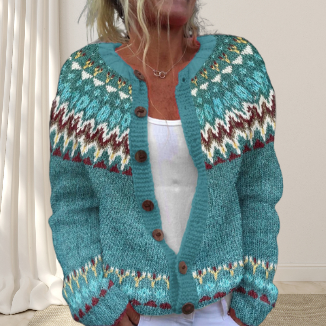 Freja™ - Elegant stickad cardigan med dekorativt mönster