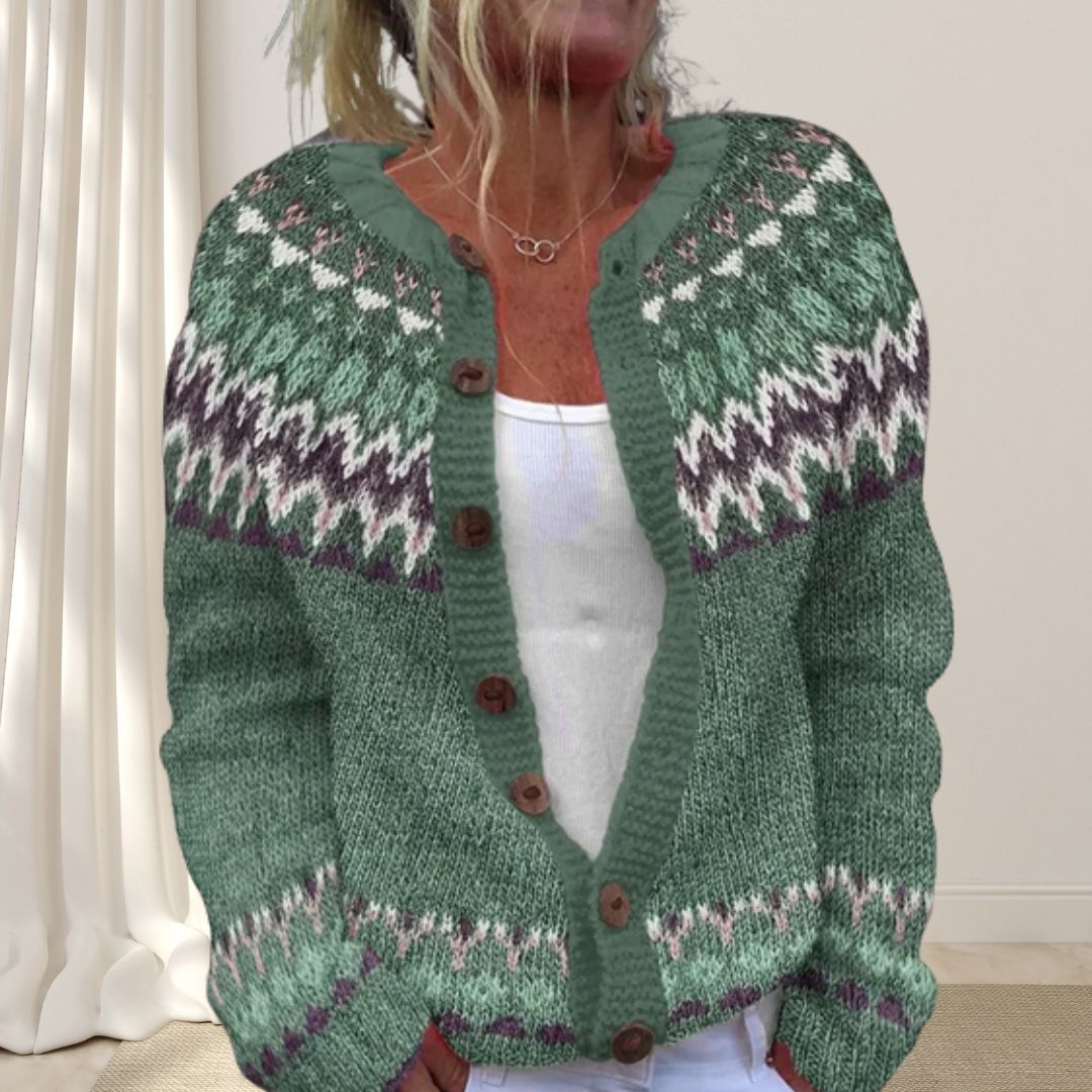 Freja™ - Elegant stickad cardigan med dekorativt mönster