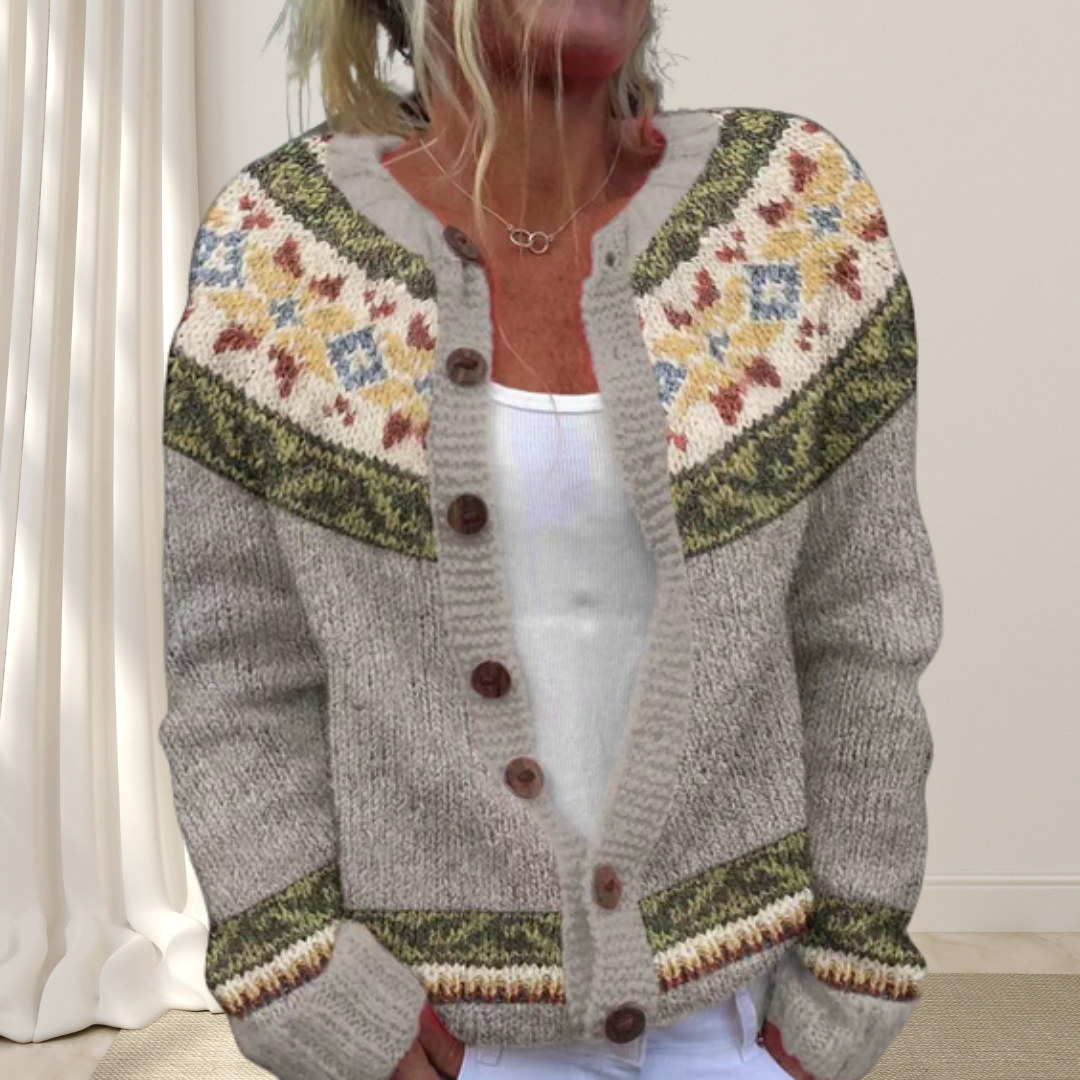 Freja™ - Elegant stickad cardigan med dekorativt mönster
