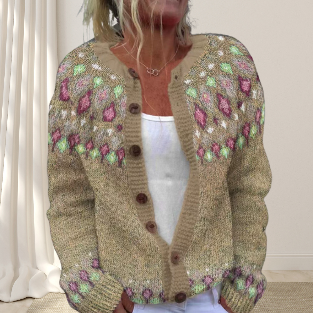 Freja™ - Elegant stickad cardigan med dekorativt mönster