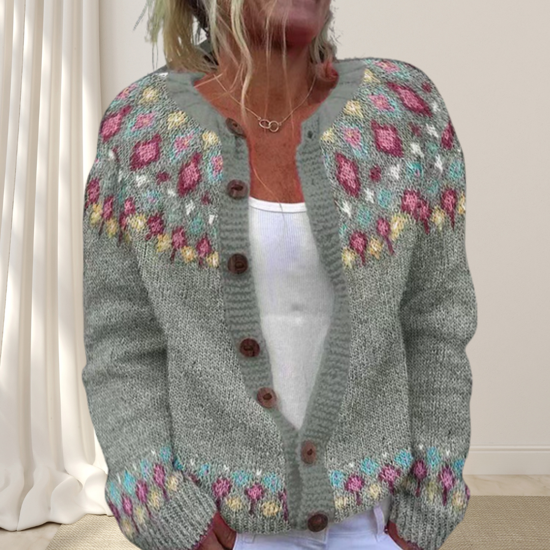 Freja™ - Elegant stickad cardigan med dekorativt mönster